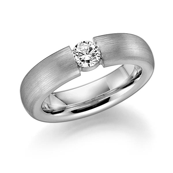 klassieke trouwring in dark grey gold 14 kt. met in totaal 0,25 ct. Briljant tw/si van Steinberg
