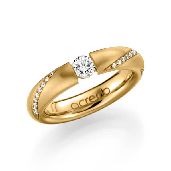 klassieke trouwring in geelgoud 14 kt. met 0,3 ct. + in totaal 0,225 ct. Briljant tw/si van acredo