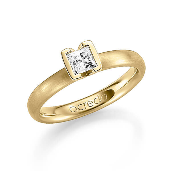 klassieke trouwring in geelgoud 14 kt. met 0,4 ct. Princess-Diamant tw,vs van acredo