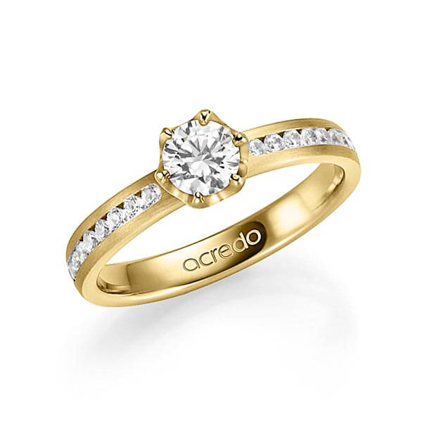 klassieke trouwring in geelgoud 14 kt. met 0,5 ct. + in totaal 0,24 ct. Briljant & Briljanten tw/si tw,vs van acredo - A-1342-2