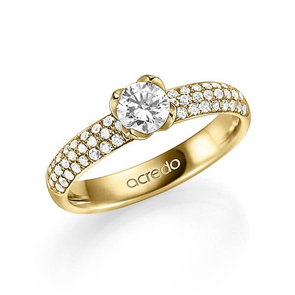 klassieke trouwring in geelgoud 14 kt. met 0,5 ct. + in totaal 0,432 ct. Briljant & Briljanten tw/si tw,vs van acredo - A-1326-2