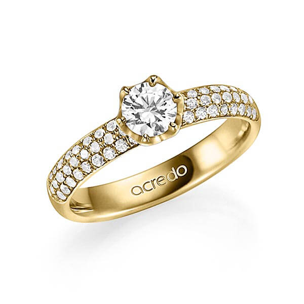 klassieke trouwring in geelgoud 14 kt. met 0,5 ct. + in totaal 0,432 ct. Briljant & Briljanten tw/si tw,vs van acredo - A-1330-2