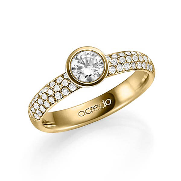 klassieke trouwring in geelgoud 14 kt. met 0,5 ct. + in totaal 0,432 ct. Briljant & Briljanten tw/si tw,vs van acredo - A-1334-2