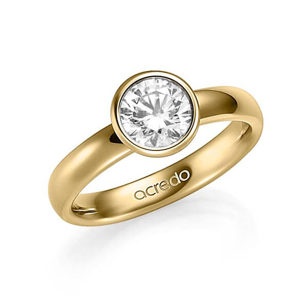 klassieke trouwring in geelgoud 14 kt. met 1 ct. Briljanten tw,vs van acredo - A-1354-2