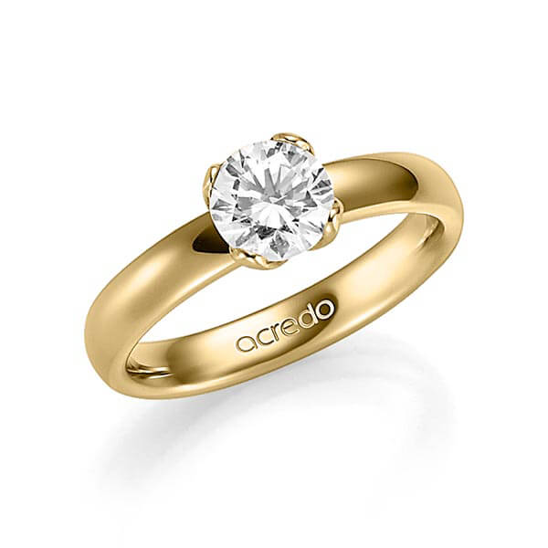klassieke trouwring in geelgoud 14 kt. met 1 ct. Briljanten tw,vs van acredo - A-1357-2
