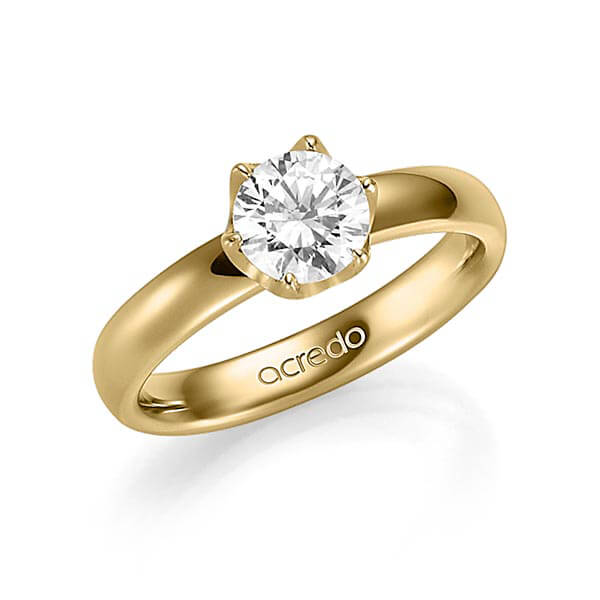 klassieke trouwring in geelgoud 14 kt. met 1 ct. Briljanten tw,vs van acredo - A-1359-4
