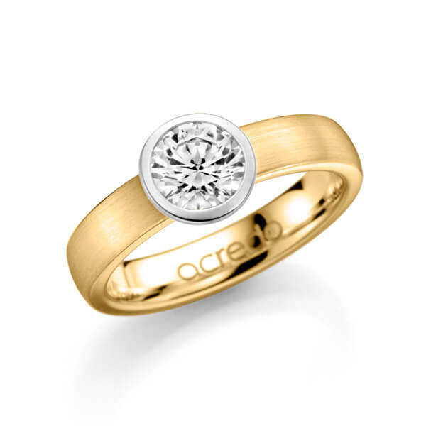 klassieke trouwring in geelgoud 14 kt. met 1 ct. Briljanten tw/si van acredo