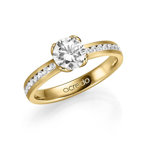 klassieke trouwring in geelgoud 14 kt. met 1 ct. + in totaal 0,24 ct. Briljant & Briljanten tw/si tw,vs van acredo - A-1339-2