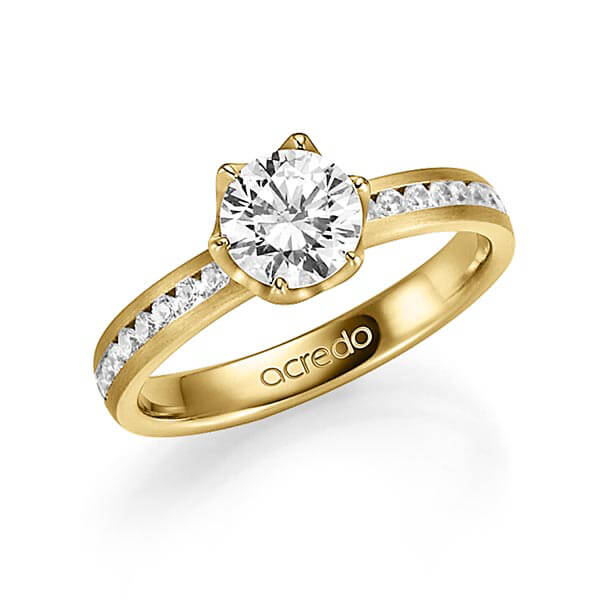 klassieke trouwring in geelgoud 14 kt. met 1 ct. + in totaal 0,24 ct. Briljant & Briljanten tw/si tw,vs van acredo - A-1343-2