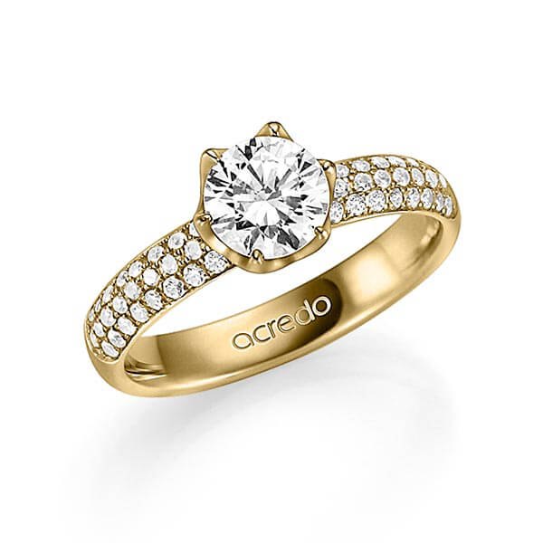 klassieke trouwring in geelgoud 14 kt. met 1 ct. + in totaal 0,432 ct. Briljant & Briljanten tw/si tw,vs van acredo - A-1331-2