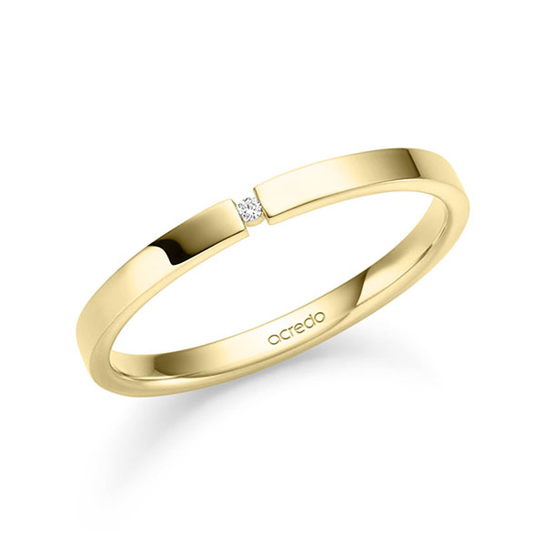 klassieke trouwring in geelgoud 14 kt. met in totaal 0,008 ct. Briljant tw,vs van acredo