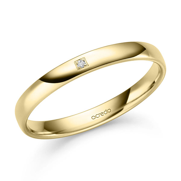 klassieke trouwring in geelgoud 14 kt. met in totaal 0,008 ct. Briljant tw/si van acredo