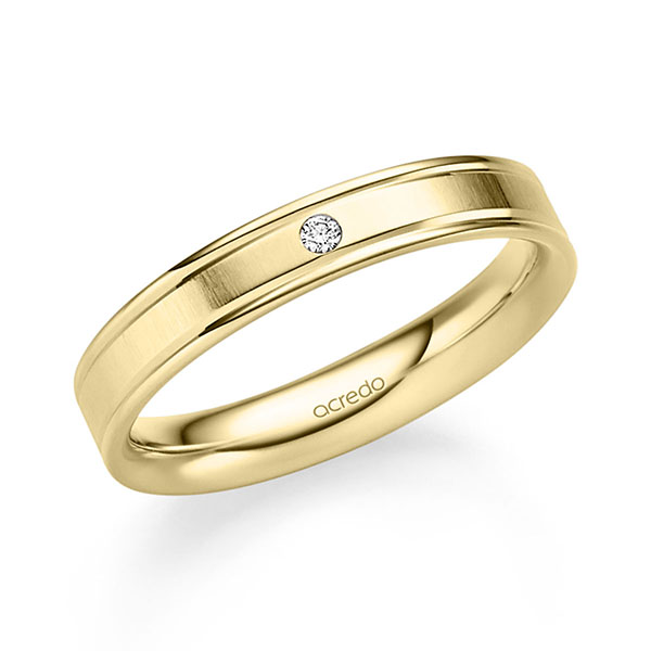 Klassieke trouwring in geelgoud 14 kt. met in totaal 0,015 ct. Briljant tw/si van acredo - S-1331-4