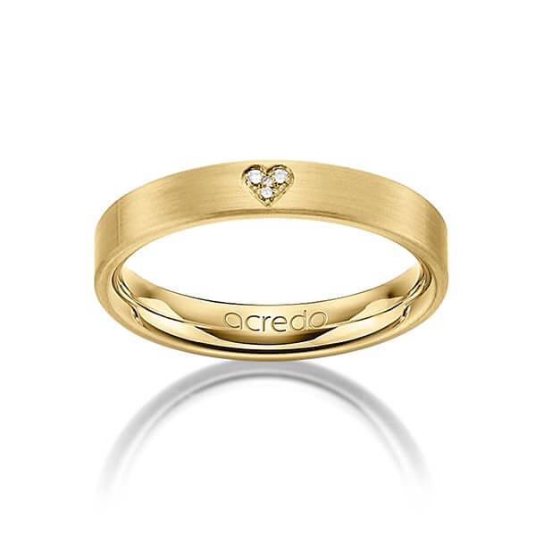 klassieke trouwring in geelgoud 14 kt. met in totaal 0,021 ct. Briljant tw/si van acredo