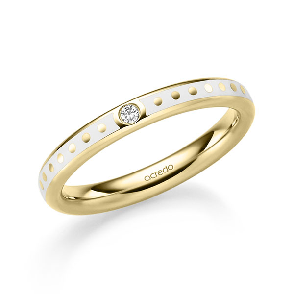 Klassieke trouwring in geelgoud 14 kt. met in totaal 0,025 ct. Briljant tw/si van acredo - A-2036-4