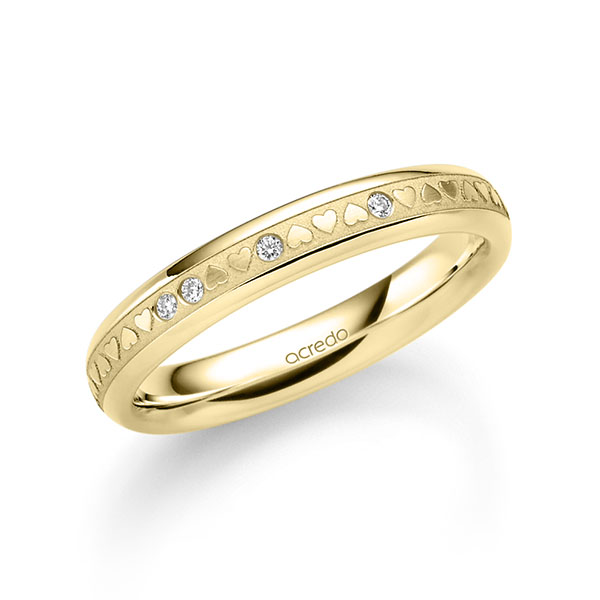 Klassieke trouwring in geelgoud 14 kt. met in totaal 0,032 ct. Briljant tw/si van acredo - A-2370-7