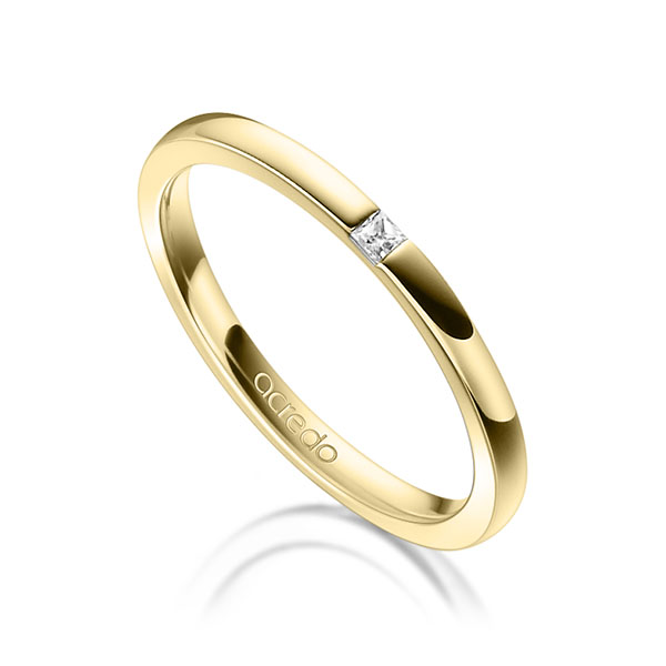 klassieke trouwring in geelgoud 14 kt. met in totaal 0,03 ct. Princess-Diamant tw/si van acredo - A-1303-5