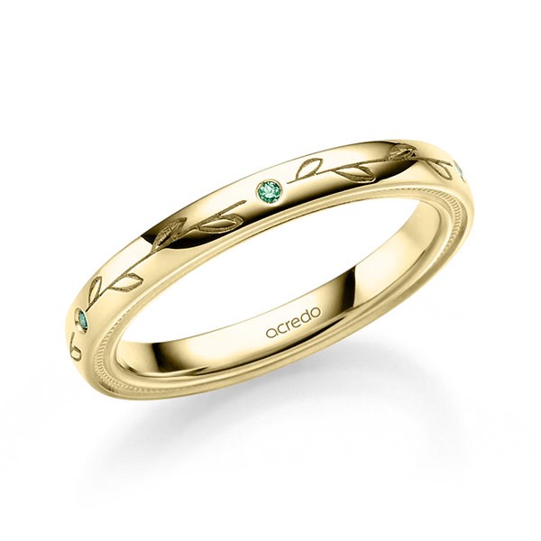 Klassieke trouwring in geelgoud 14 kt. met in totaal 0,04 ct. Briljant van acredo