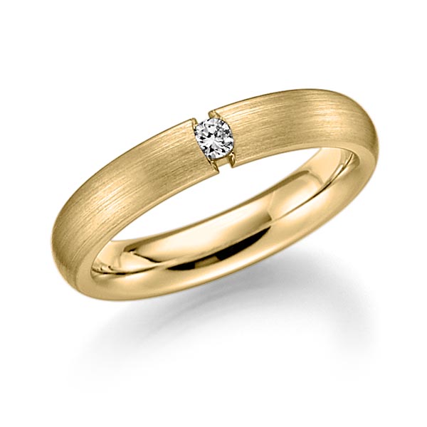 klassieke trouwring in geelgoud 14 kt. met in totaal 0,05 ct. Briljant tw/si van Steinberg