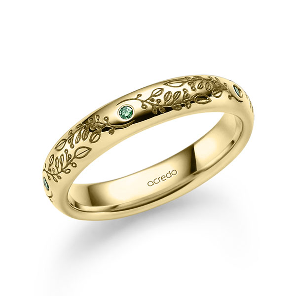 klassieke trouwring in geelgoud 14 kt. met in totaal 0,05 ct. Briljant van acredo