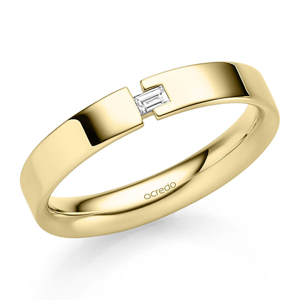 klassieke trouwring in geelgoud 14 kt. met in totaal 0,07 ct. Baguette-Diamant tw,vs van acredo - S-1315-4