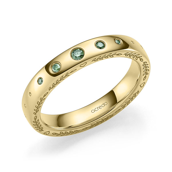 Klassieke trouwring in geelgoud 14 kt. met in totaal 0,08 ct. Briljant van acredo