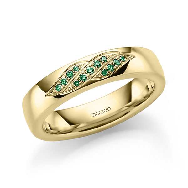 klassieke trouwring in geelgoud 14 kt. met in totaal 0,092 ct. Briljant van acredo