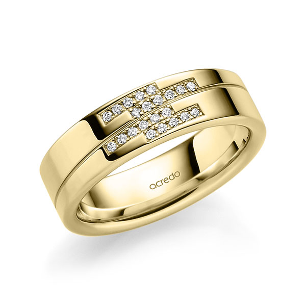 Klassieke trouwring in geelgoud 14 kt. met in totaal 0,11 ct. Briljant tw/si van acredo