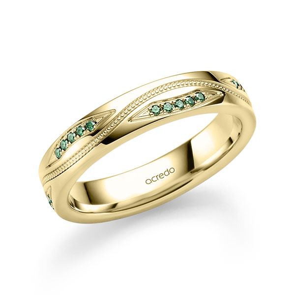 Klassieke trouwring in geelgoud 14 kt. met in totaal 0,15 ct. Briljant van acredo