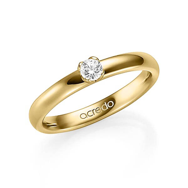klassieke trouwring in geelgoud 14 kt. met in totaal 0,15 ct. Briljanten tw/si van acredo - A-1351-2