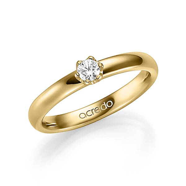 klassieke trouwring in geelgoud 14 kt. met in totaal 0,15 ct. Briljanten tw/si van acredo - A-1352-2