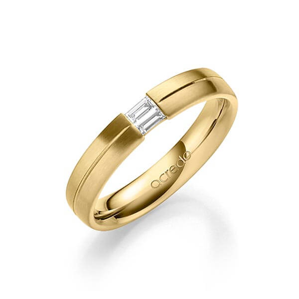 Klassieke trouwring in geelgoud 14 kt. met in totaal 0,1 ct. Baguette-Diamant tw,vs van acredo - A-1638-6