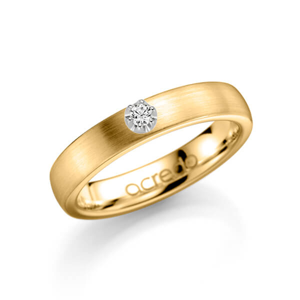 klassieke trouwring in geelgoud 14 kt. met in totaal 0,1 ct. Briljanten tw/si van acredo - A-1135-3