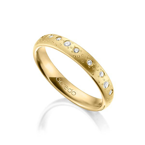 klassieke trouwring in geelgoud 14 kt. met in totaal 0,221 ct. Briljant tw/si van acredo - A-1305-1