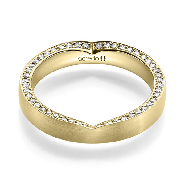 Klassieke trouwring in geelgoud 14 kt. met in totaal 0,24 ct. Briljant tw/si van acredo