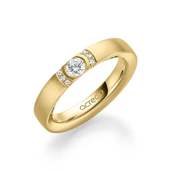 klassieke trouwring in geelgoud 14 kt. met in totaal 0,27 ct. Briljant tw/si van acredo - A-1637-2