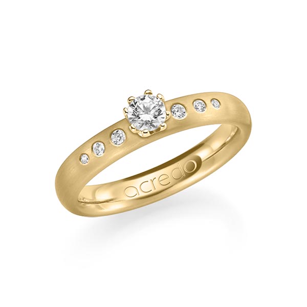 klassieke trouwring in geelgoud 14 kt. met in totaal 0,346 ct. Briljant tw/si van acredo