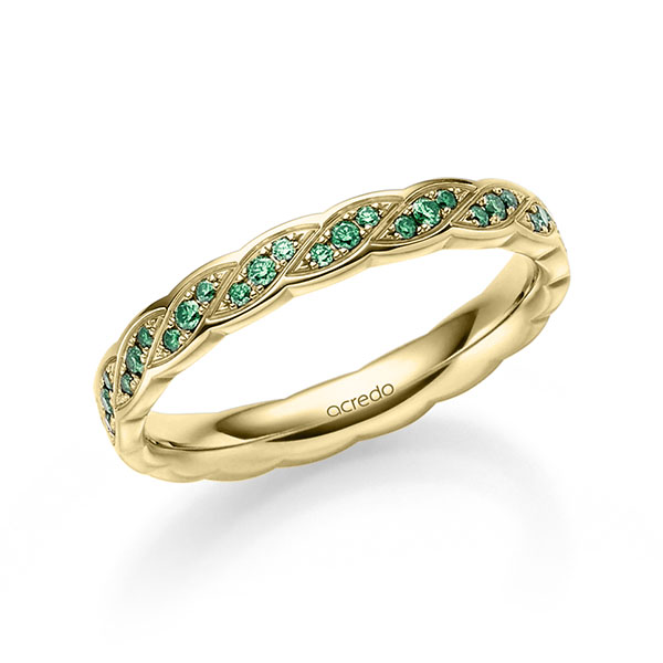 klassieke trouwring in geelgoud 14 kt. met in totaal 0,34 ct. Briljant van acredo