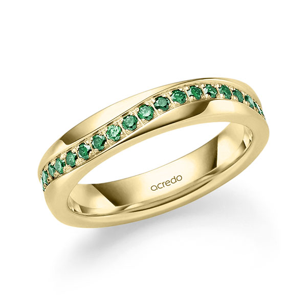 klassieke trouwring in geelgoud 14 kt. met in totaal 0,3 ct. Briljant van acredo