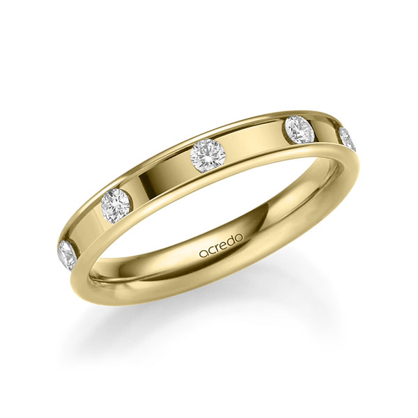Klassieke trouwring in geelgoud 14 kt. met in totaal 0,45 ct. Briljant tw,vs van acredo - A-2210-5