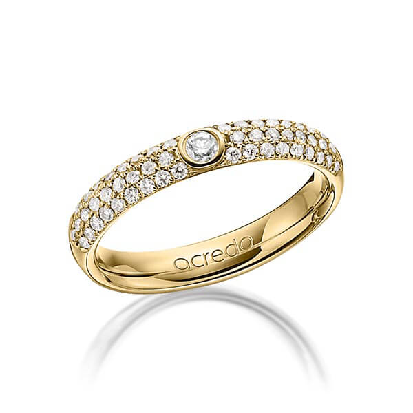 klassieke trouwring in geelgoud 14 kt. met in totaal 0,492 ct. Briljant tw/si van acredo