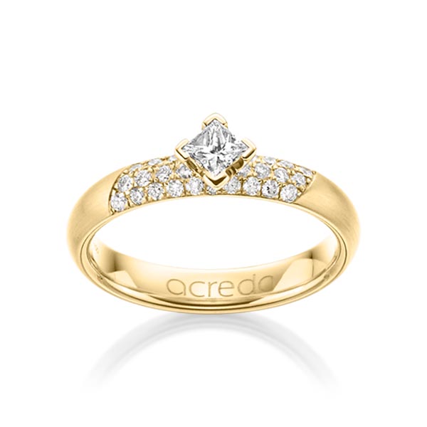 klassieke trouwring in geelgoud 14 kt. met in totaal 0,52 ct. Briljant & Princess-Diamant tw/si van acredo