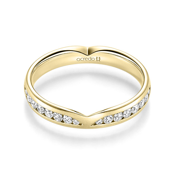 Klassieke trouwring in geelgoud 14 kt. met in totaal 0,624 ct. Briljant tw/si van acredo