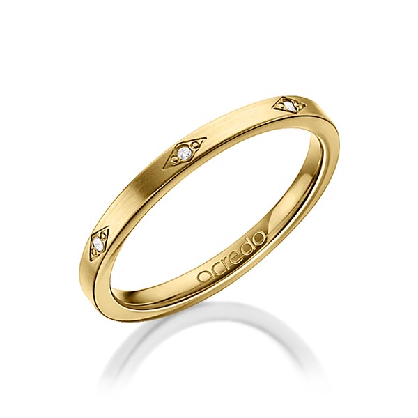 klassieke trouwring in geelgoud 18 kt. met in totaal 0,035 ct. Briljant tw/si van acredo