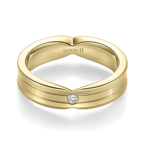 Klassieke trouwring in geelgoud 18 kt. met in totaal 0,04 ct. Briljant tw/si van acredo - A-2362-22