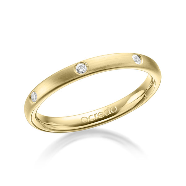 klassieke trouwring in geelgoud 18 kt. met in totaal 0,14 ct. Briljant tw/si van acredo