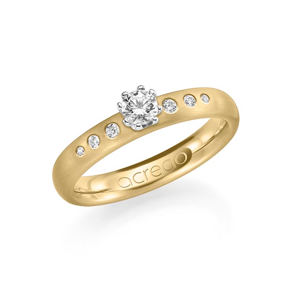 klassieke trouwring in geelgoud 18 kt. met in totaal 0,346 ct. Briljant tw/si van acredo
