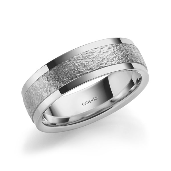 Klassieke trouwring in grijsgoud 14 kt. , crushed van acredo