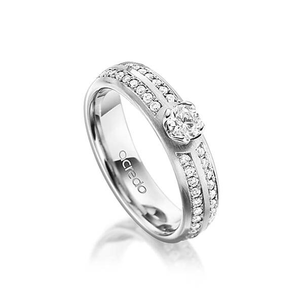 klassieke trouwring in grijsgoud 14 kt. met 0,3 ct. + in totaal 0,672 ct. Briljant & Briljanten tw,vs van acredo - A-1543-3