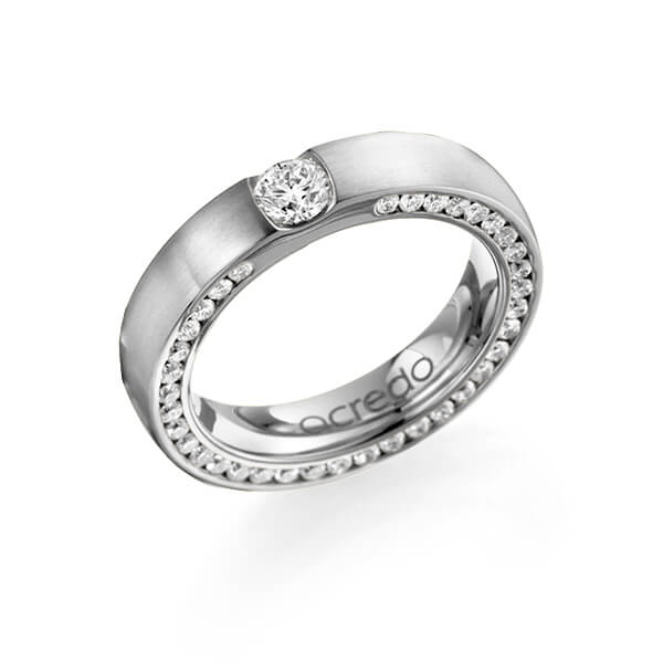 klassieke trouwring in grijsgoud 14 kt. met 0,3 ct. + in totaal 1,08 ct. Briljant tw/si van acredo - A-1107-10